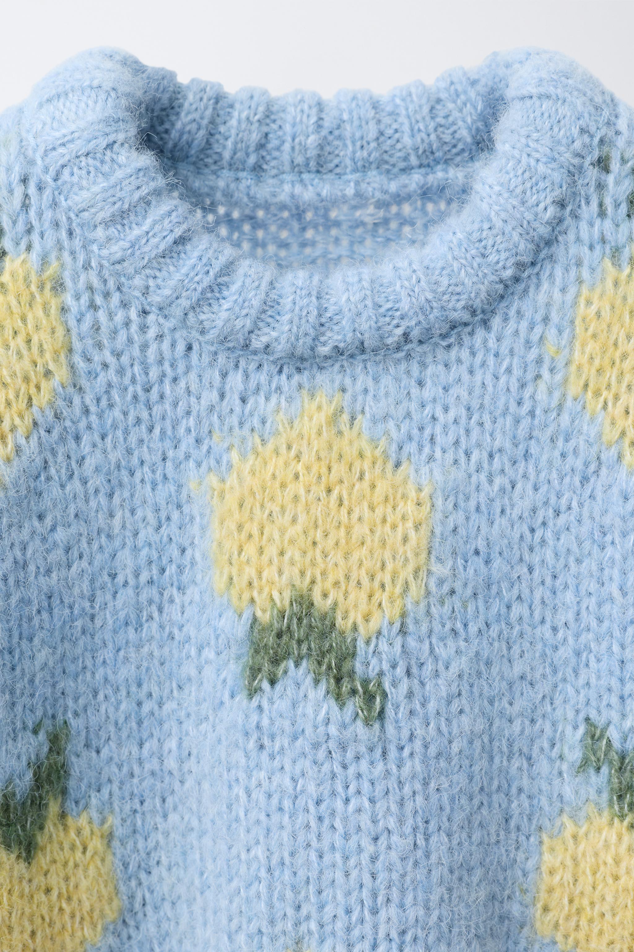 FRUIT PRINT WOOL BLEND KNIT SWEATER